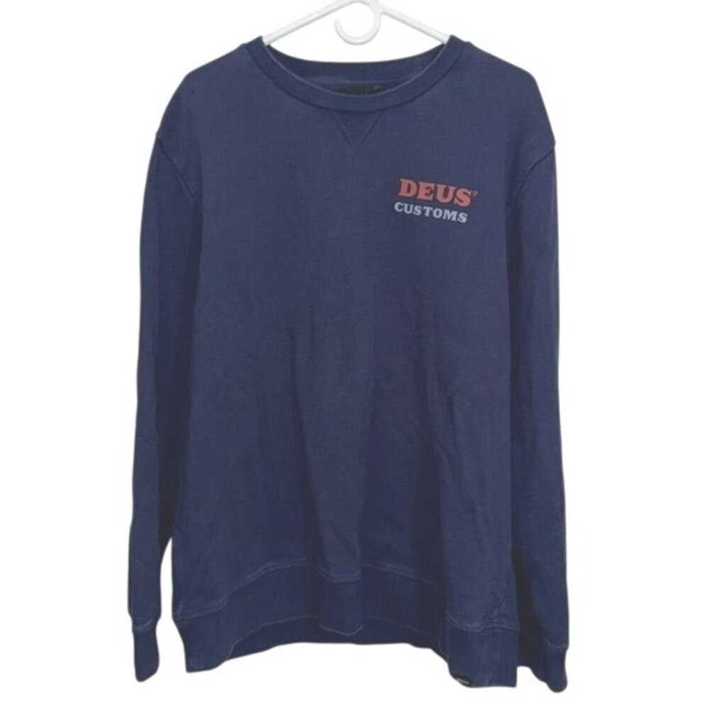 Deus Ex Machina Navy Sweatshirt XXL Recycled Cotton Mens Pullover Crewneck